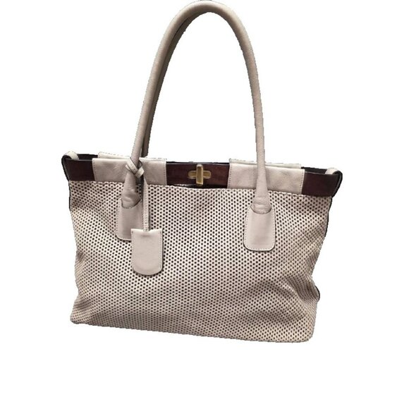 Furla Anemone Perforated Satchel bag beige gold large bag tote B000438 - Picture 1 of 10